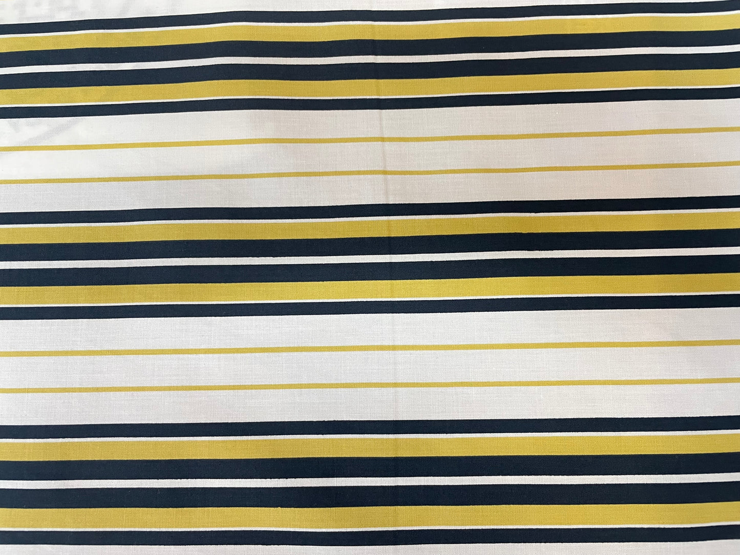 Stretch Printed Cotton Stripe - Yellow, Navy & White