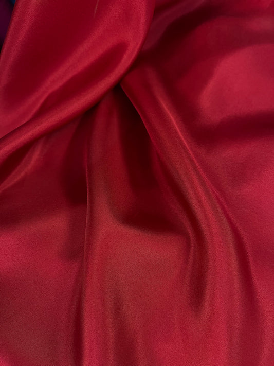 100% Silk Habotai Lining - Deep Red