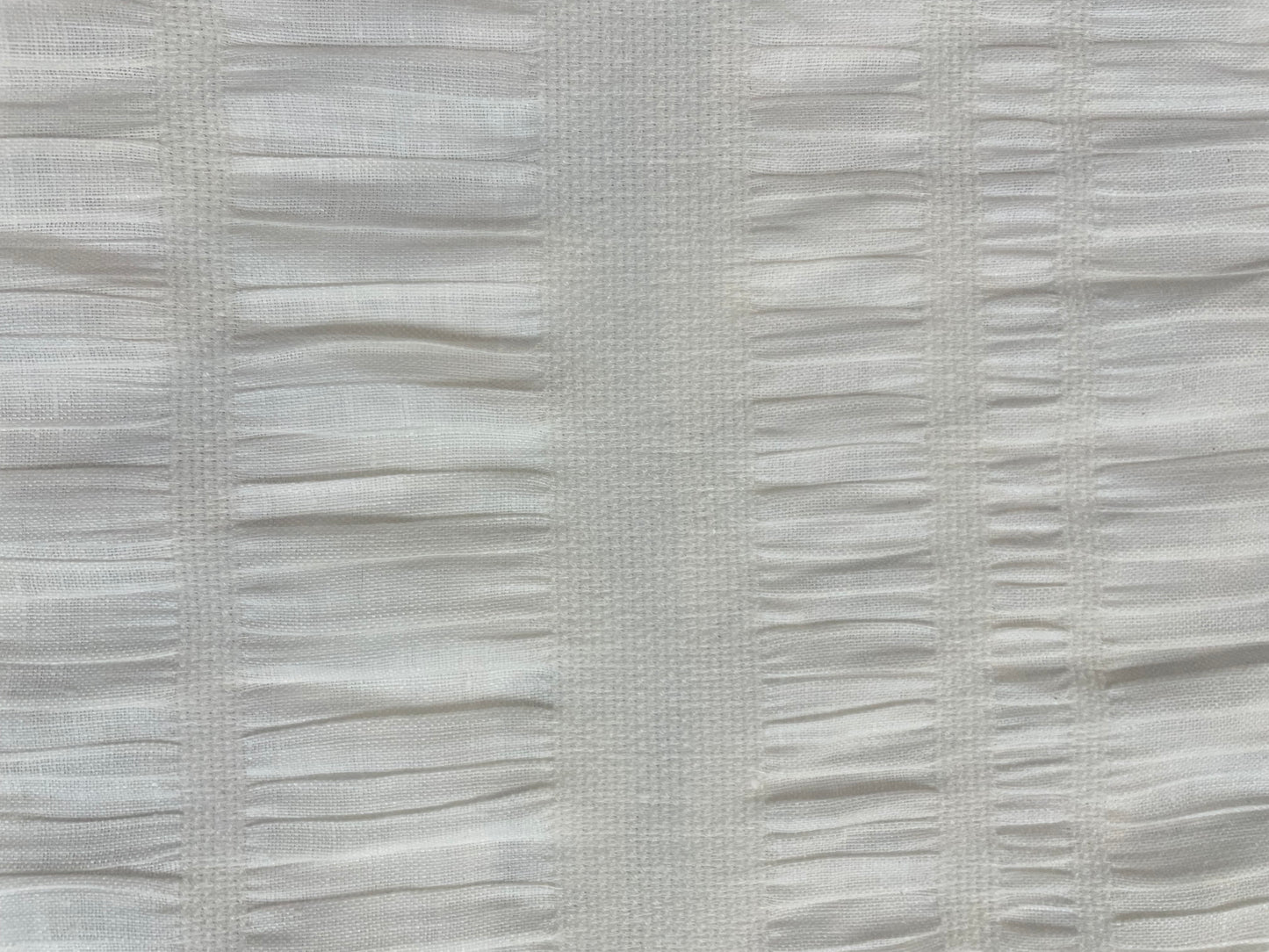 Designer Ruche Linen Crepe - Ivory White