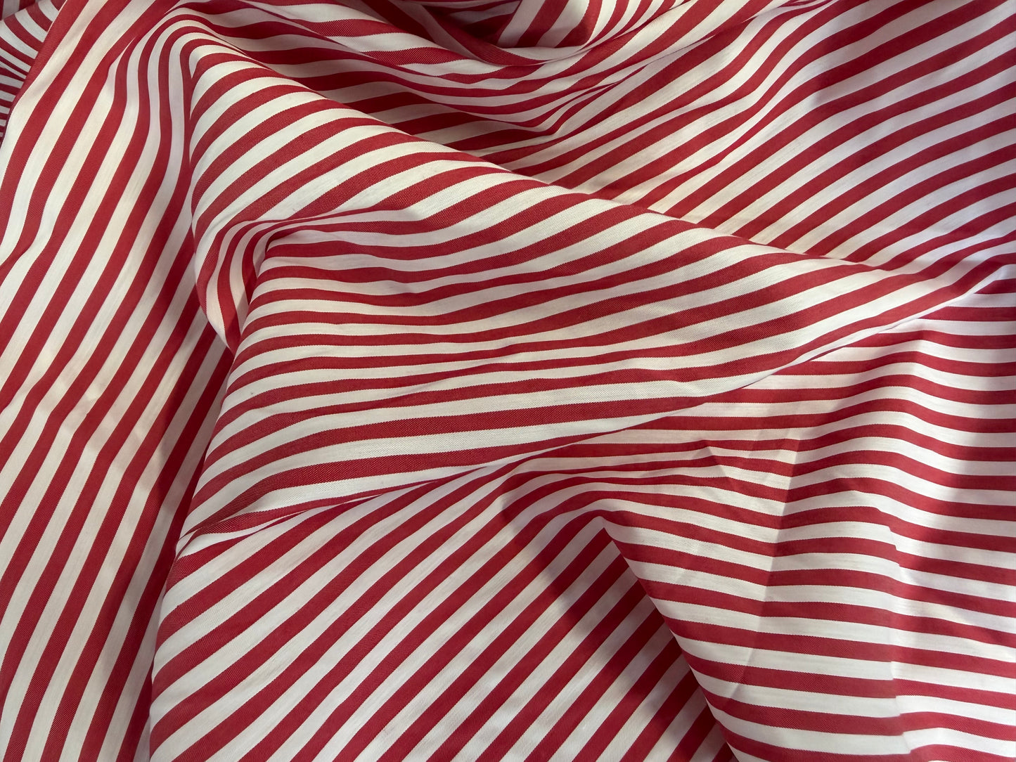 Striped Cotton Shirting - Red & White