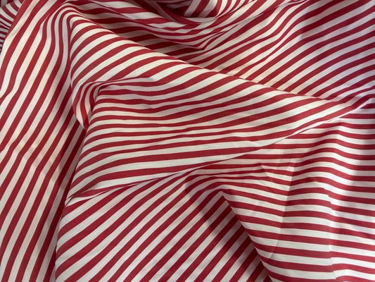 Striped Cotton Shirting - Red & White