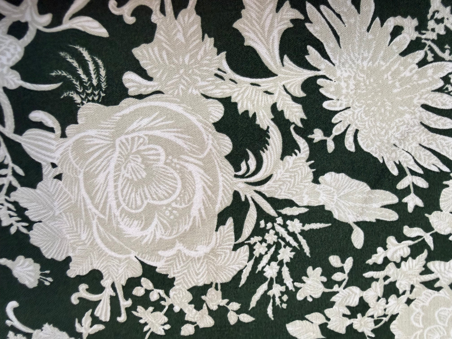Floral Printed Cotton - Hunter Green & Ivory