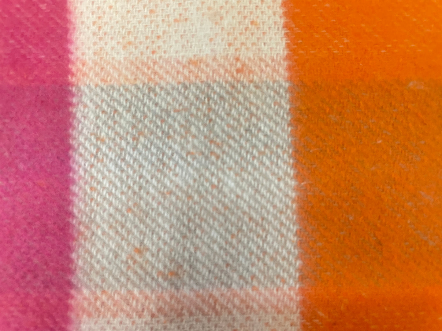 Italian Double Face Brushed Cotton Plaid - Pink, Orange & Oatmeal