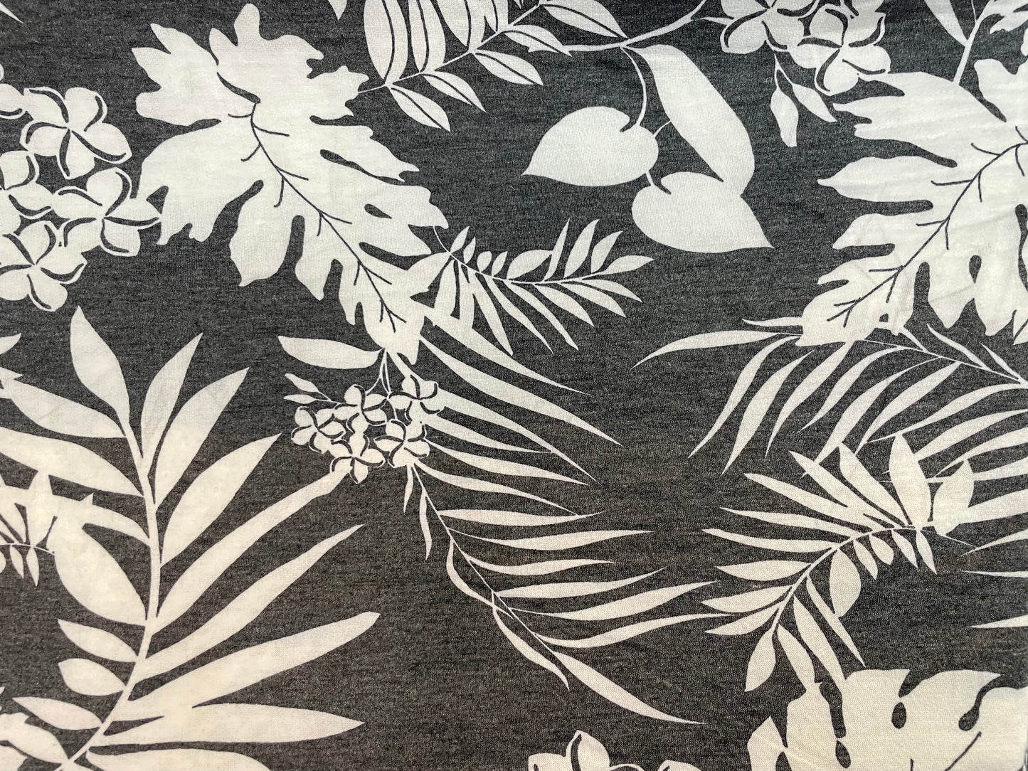 Tropical Printed Poly French Terry - Grey & Off-White