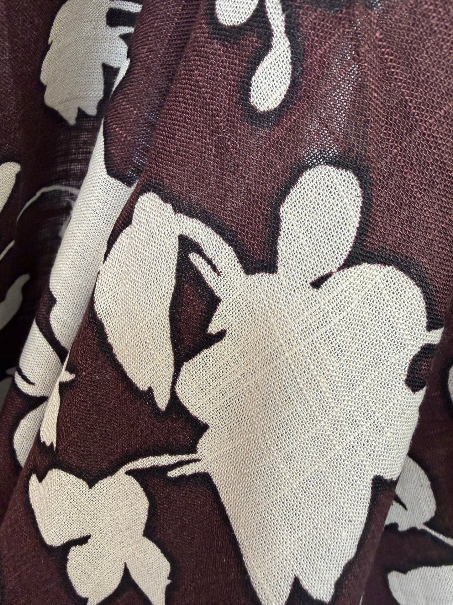 Linen Rayon Floral - Chocolate Brown & Ivory