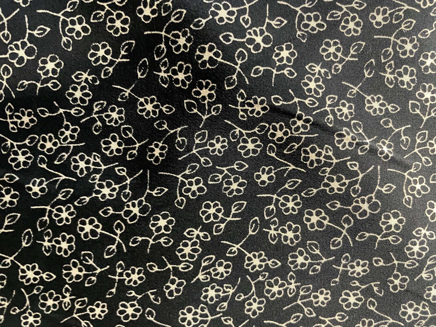 Mini Floral Silk Crepe De Chine - Black & Beige