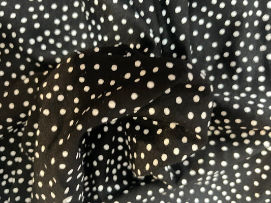 Printed Rayon Spandex Jersey - Black & White Polka Dot
