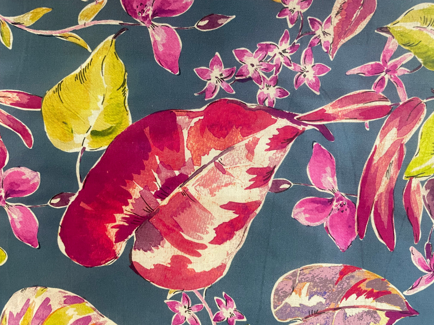 Orchid Floral Print Cotton - Jewel Tones