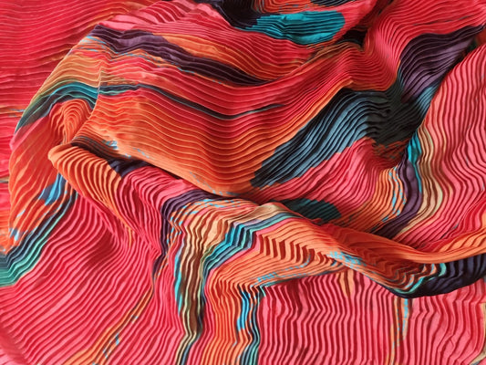 Micro Pleated Poly - Abstract Multicolor