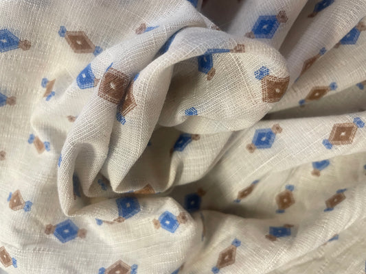 Textured Print Cotton - Beige, Pink & Green