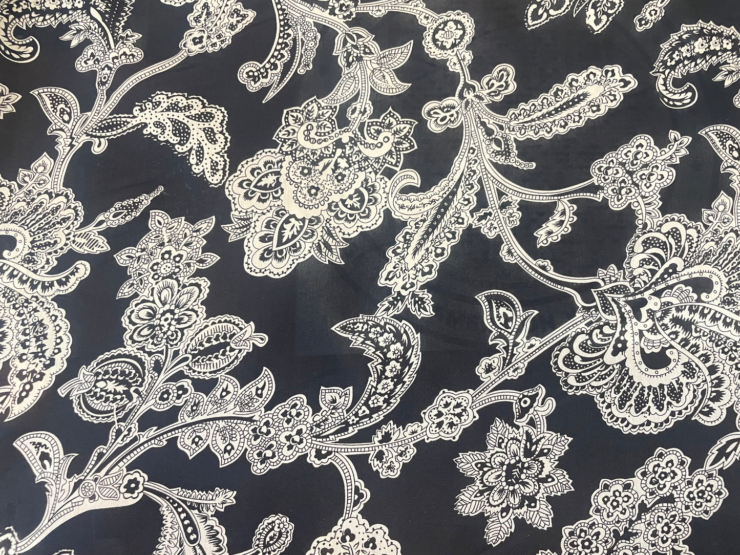 Printed Silk Crepe De Chine - Paisley - Black & White