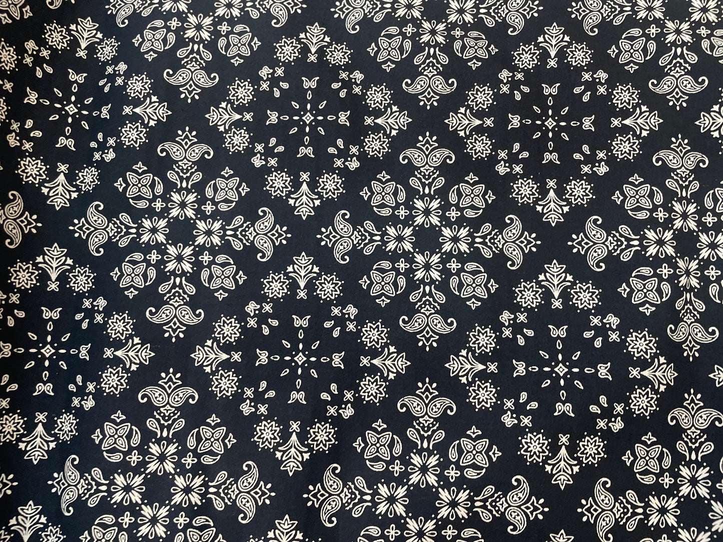 Japanese Bandana Print Cotton - Navy Blue & White