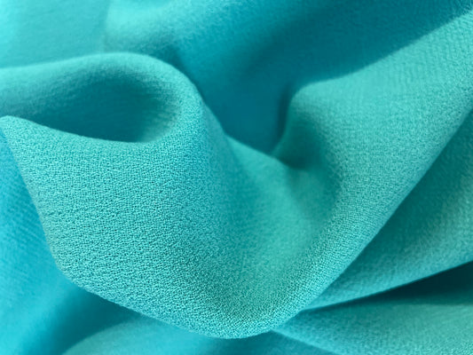 Italian Designer Textured Virgin Wool Crepe - Turquoise