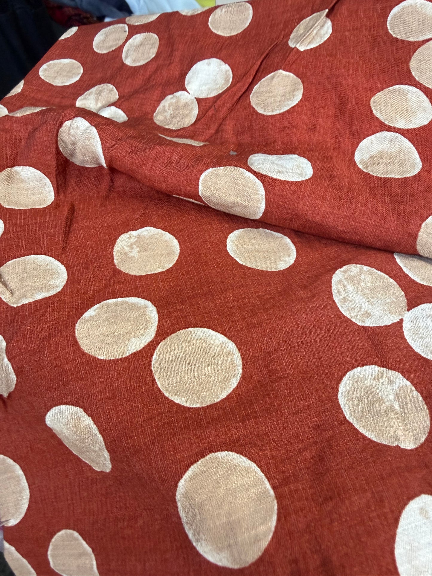 Printed Polka Dot Cotton - Rust, White & Beige
