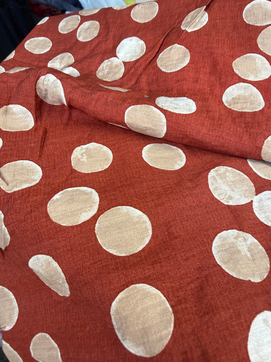 Printed Polka Dot Cotton - Rust, White & Beige