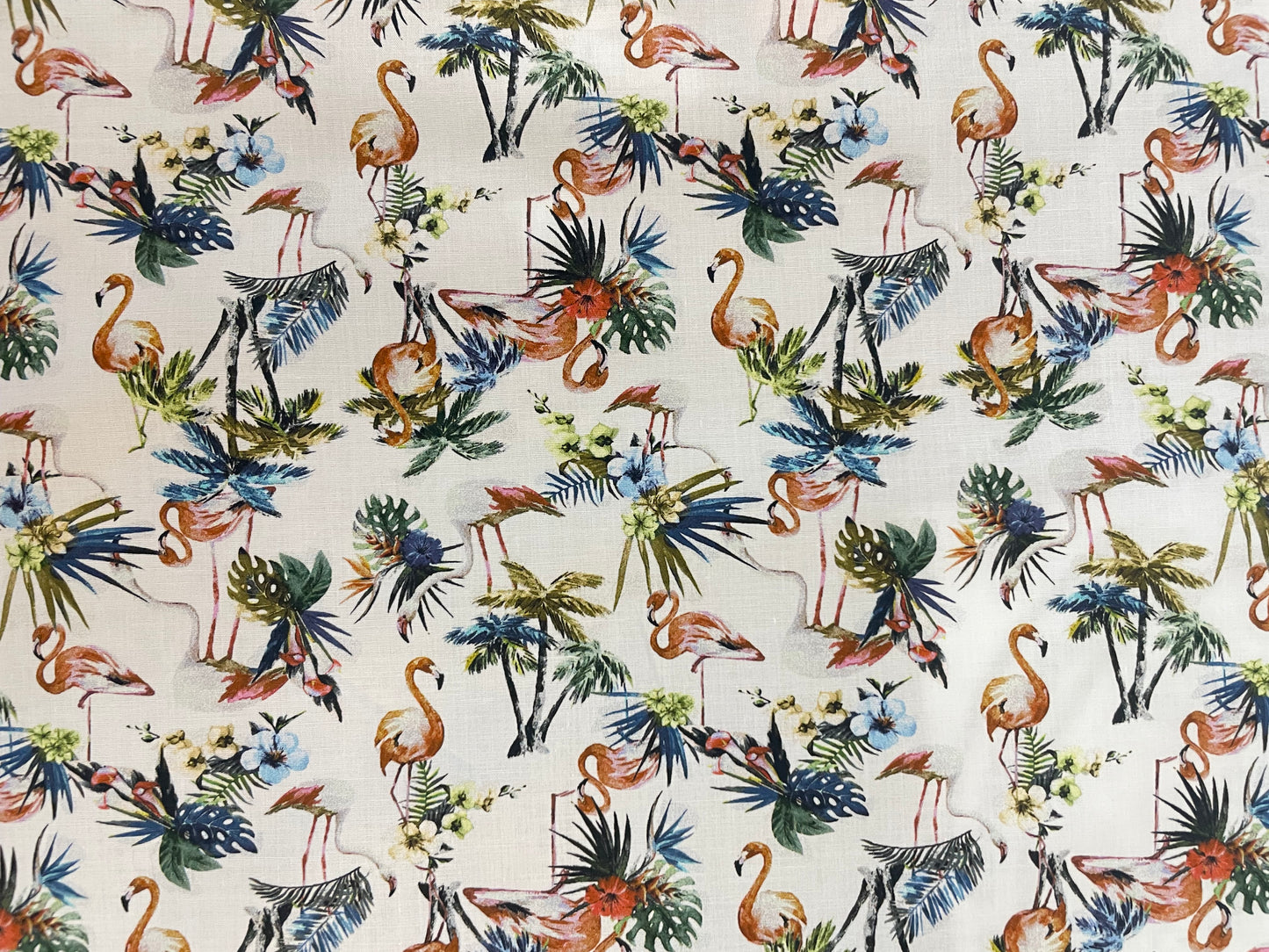 Italian Stretch Cotton Shirting - Tropical Flamingo