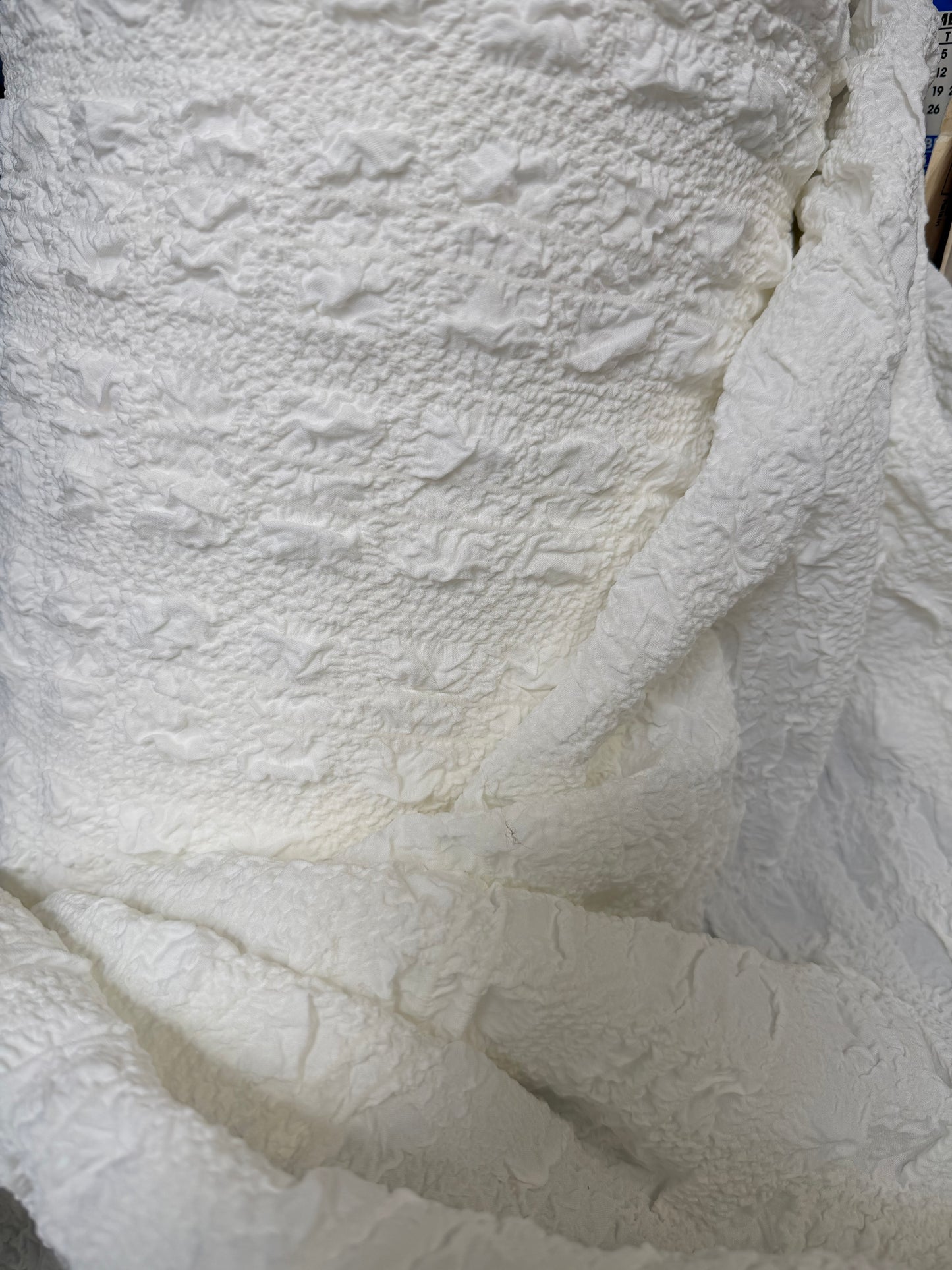 Designer Textured Poly Bubble Crinkle - Ivory White