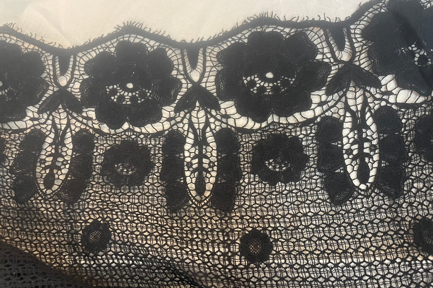 Floral & Geometric Cotton Lace - Jet Black