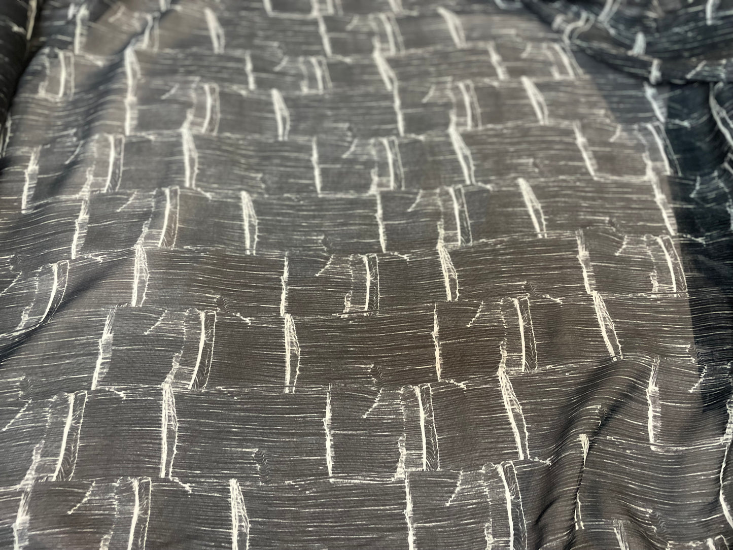 Printed Crinkled Silk Chiffon - Black & White