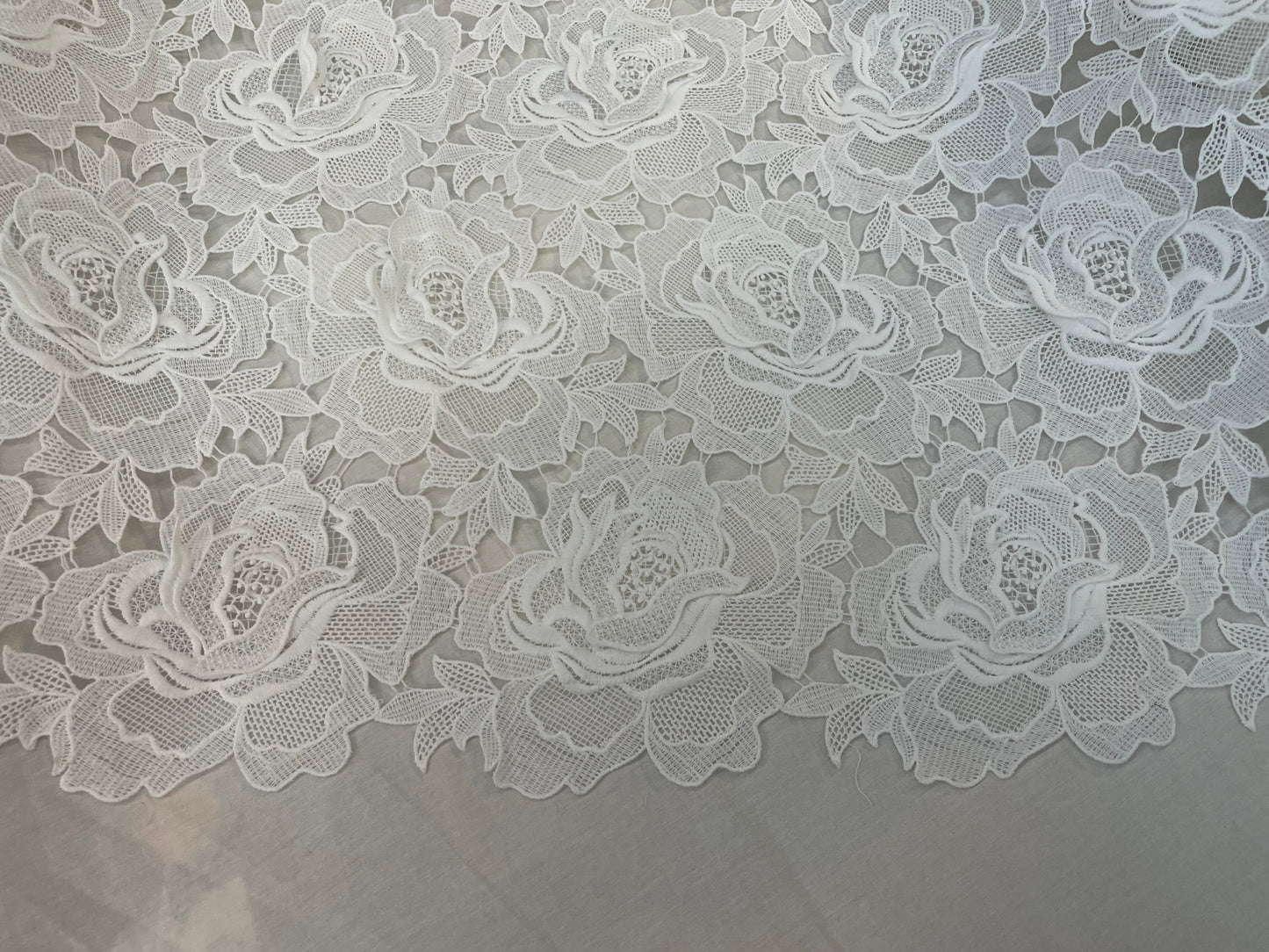 Floral Appliqued Cotton Lace - Warm White