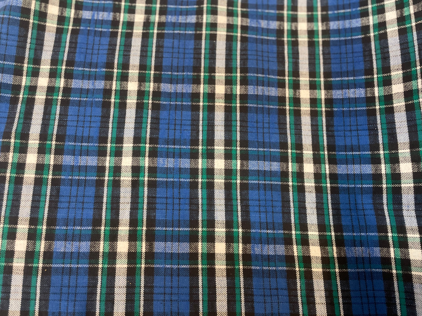 Flannel Cotton Plaid - Green & Blue