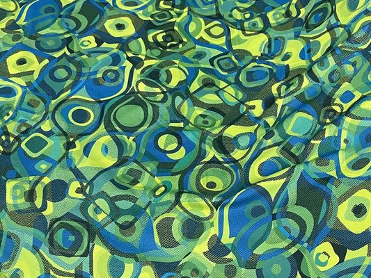 Print Poly Lycra - Lime Green & Blue