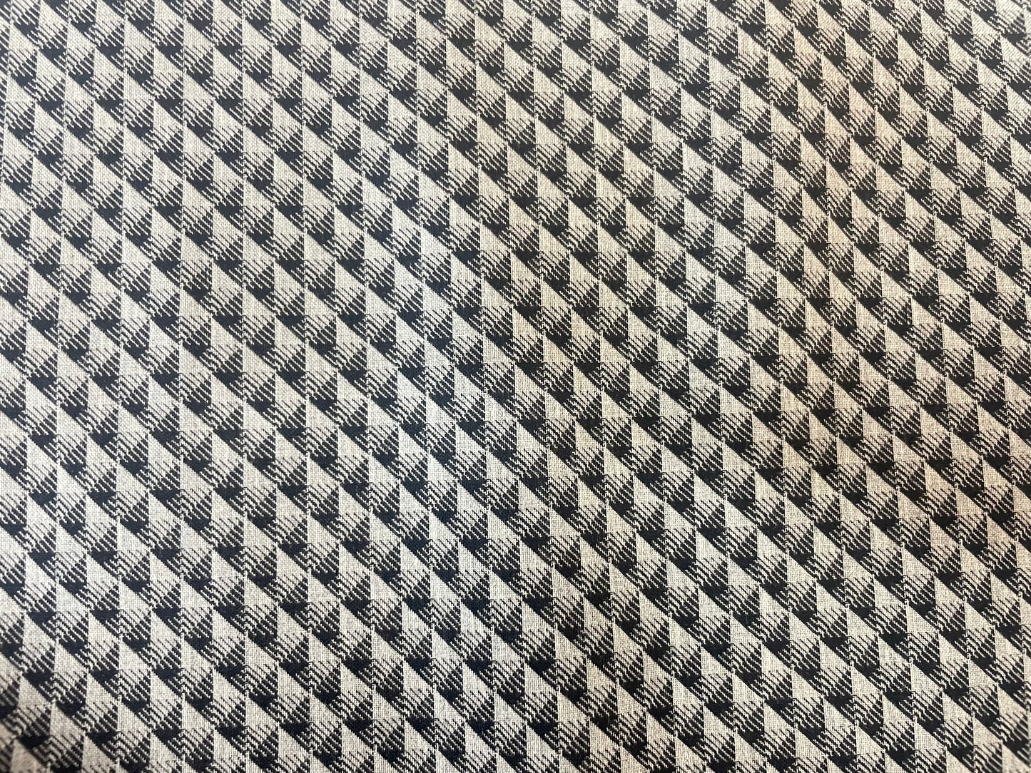 Italian Double-Sided Woven Cotton & Wool Blend - Geometric - Grey & Black