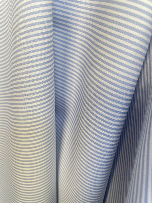 Fused Stripe Cotton - Light Blue & Off-White