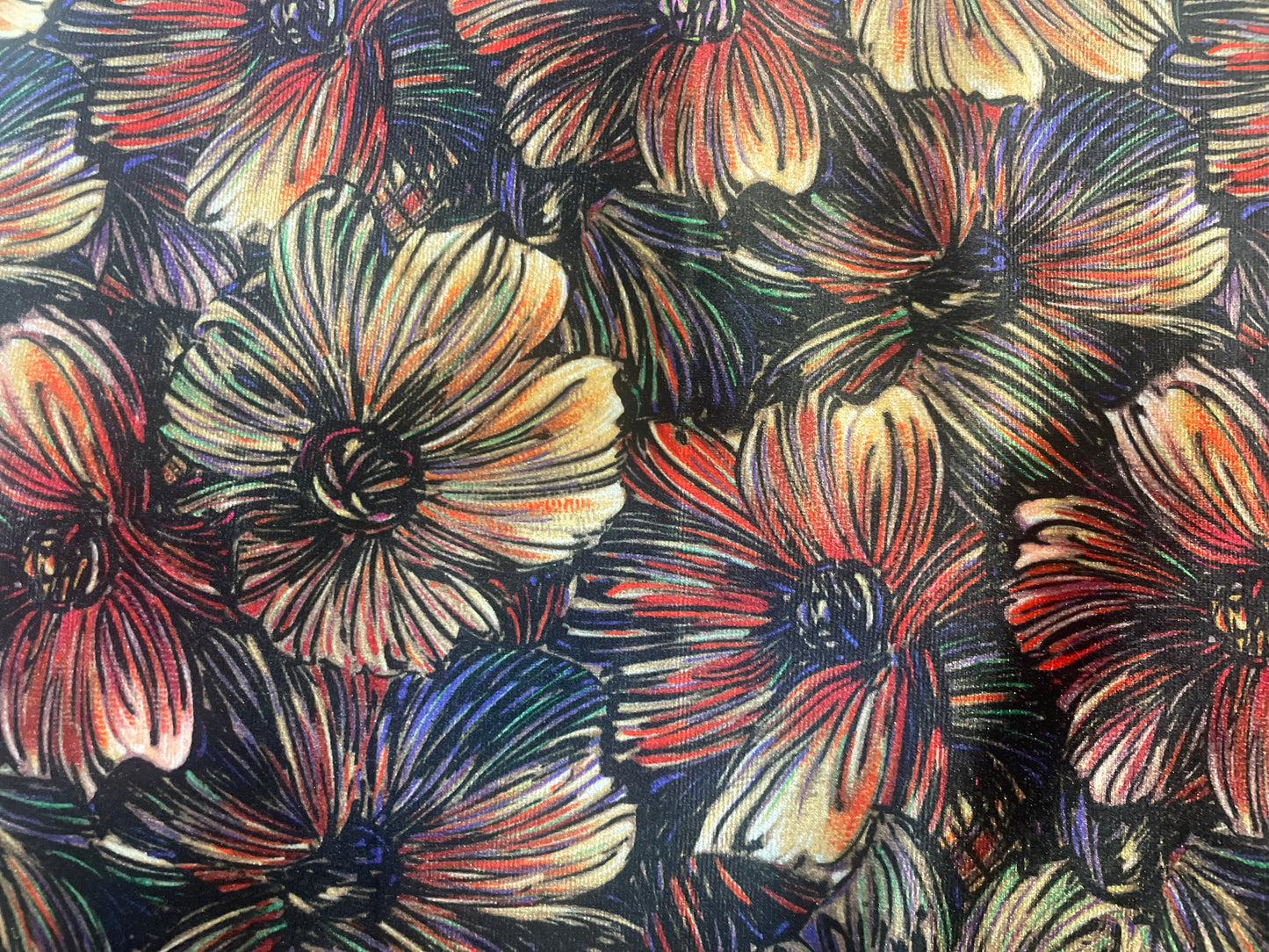Stretch Velvet Floral Print - Multicolor