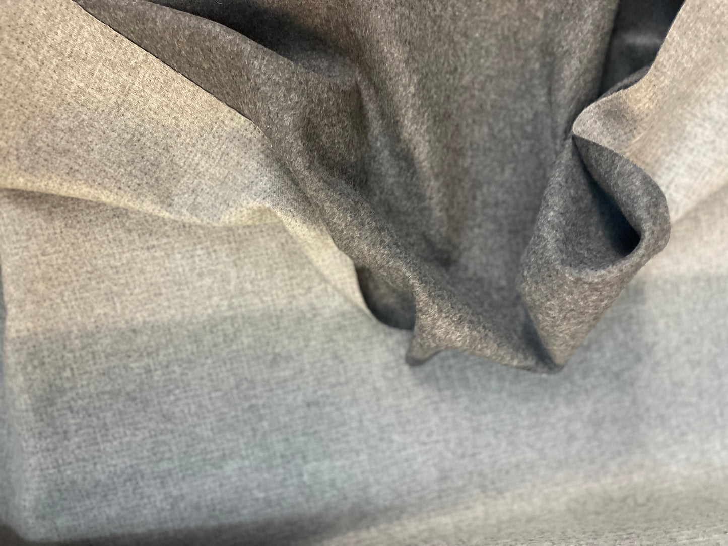 Italian Double Face Melton Wool - Woven Design/Heathered Medium Gray