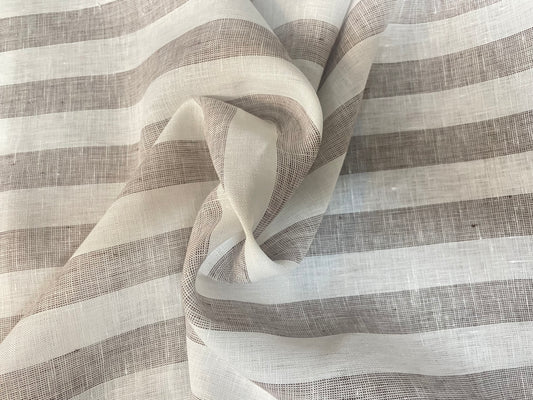 Striped Linen - Brown & White