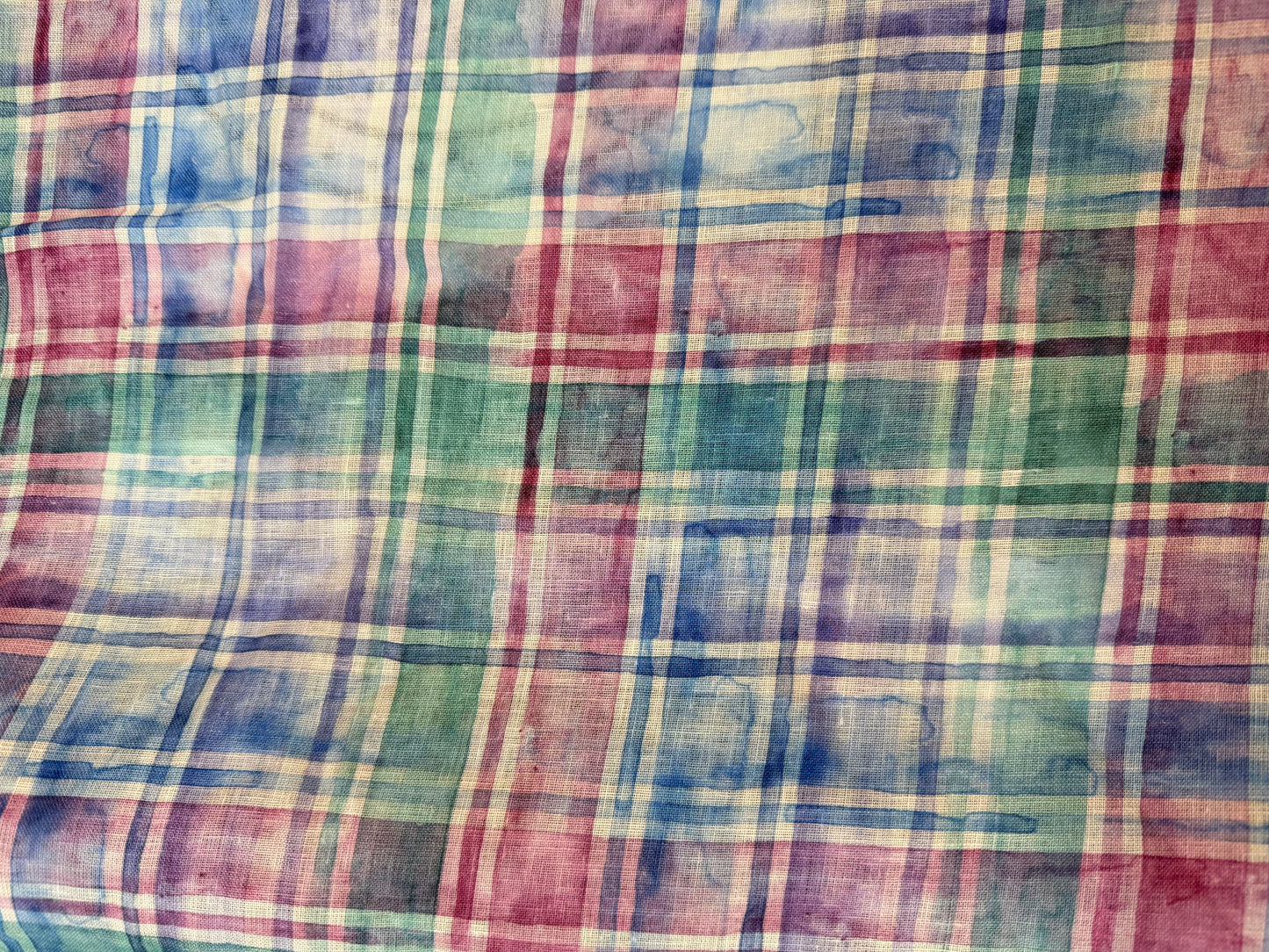 Watercolor Plaid Printed Linen - Multicolor