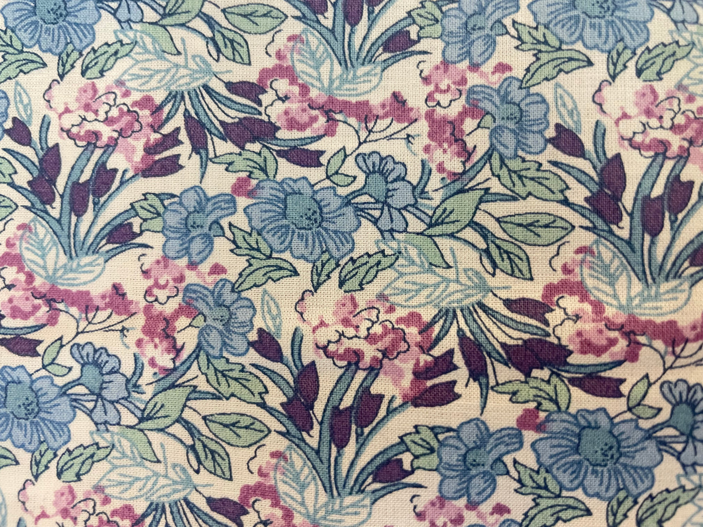 Tiny Floral Printed Cotton - Blue, Green & Purple