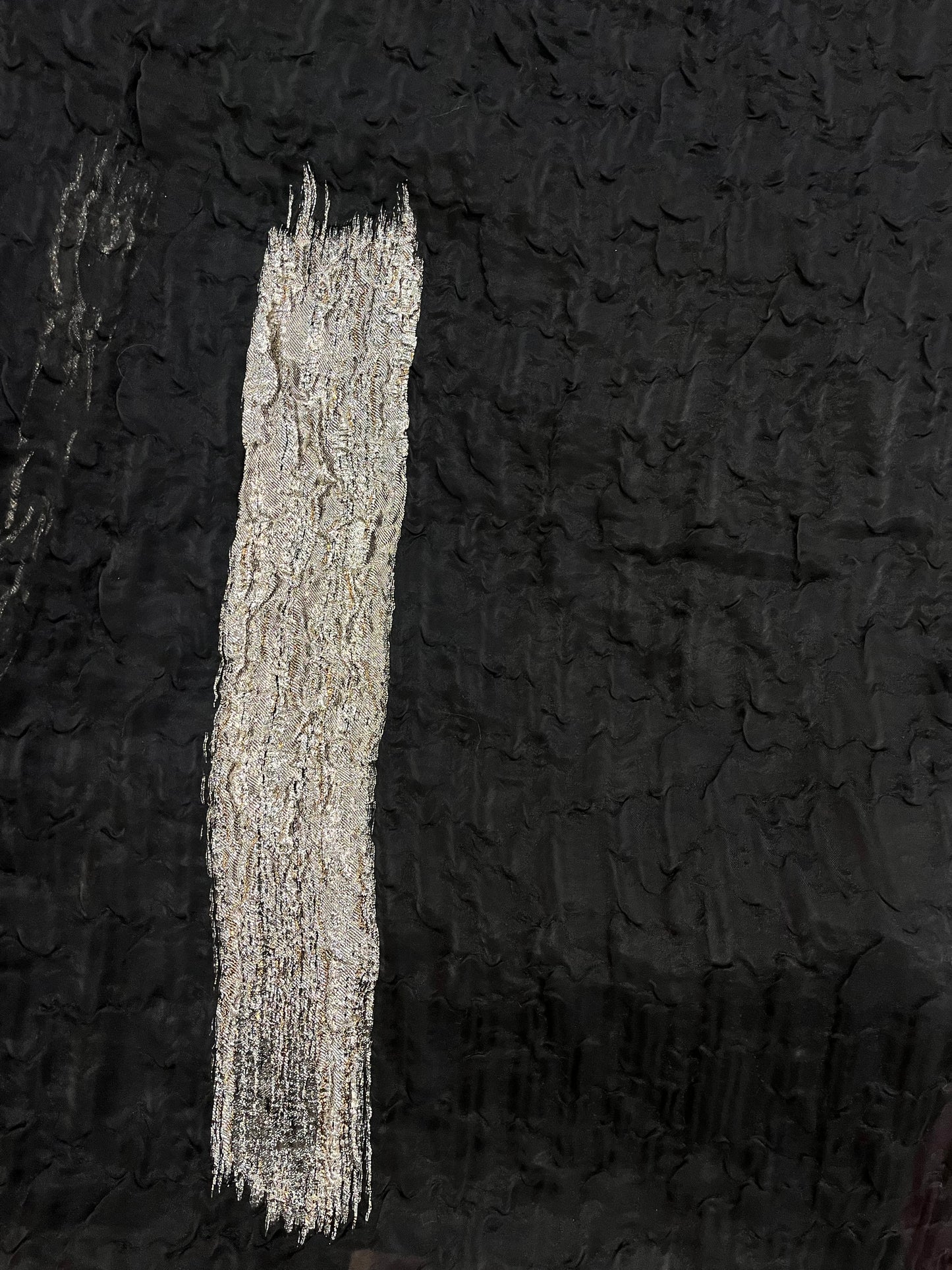 Textured Silk & Poly Organza - Black & Gold Lurex