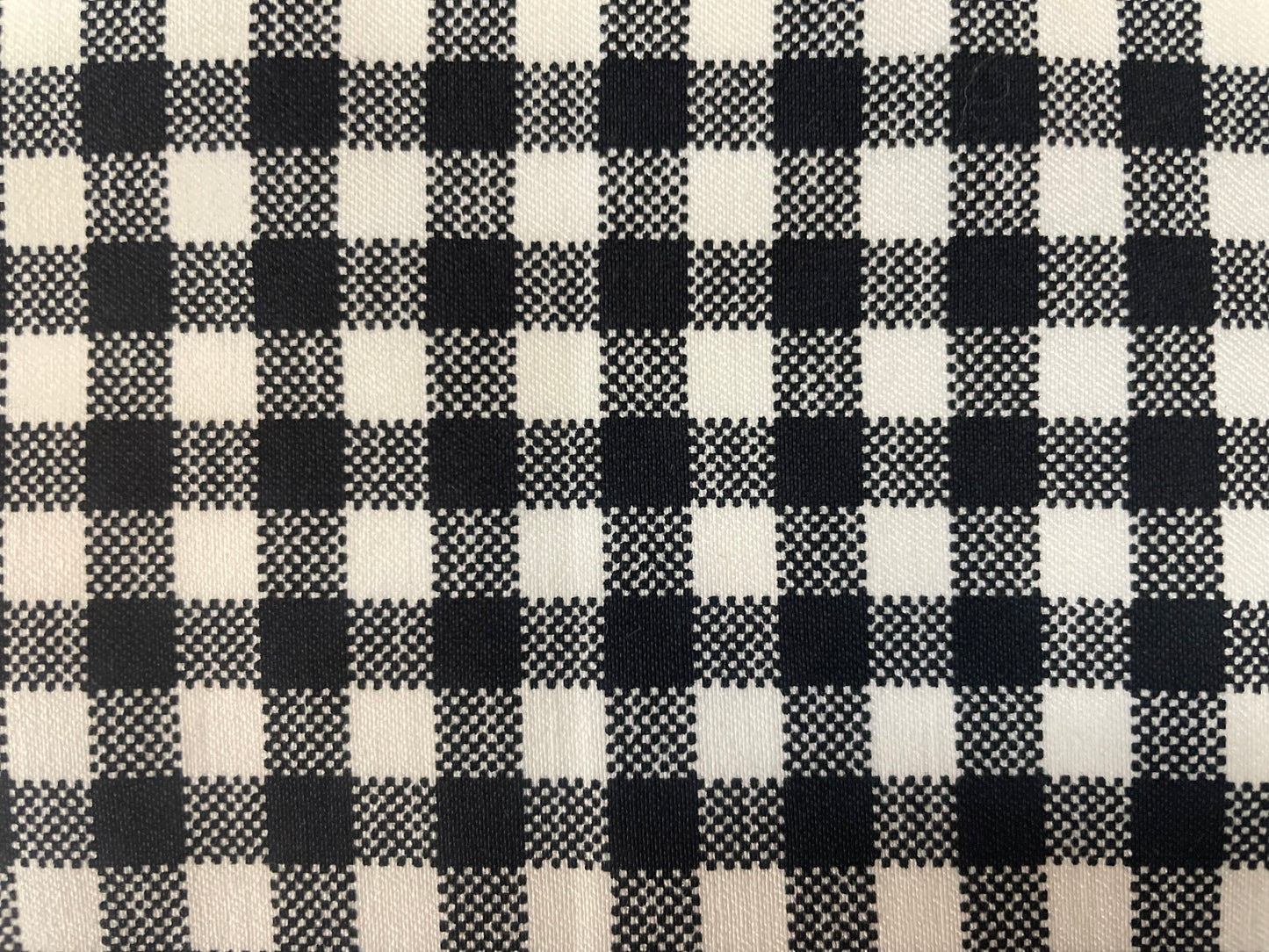 Stretch Twill Rayon Spandex - Gingham Plaid - Black & White