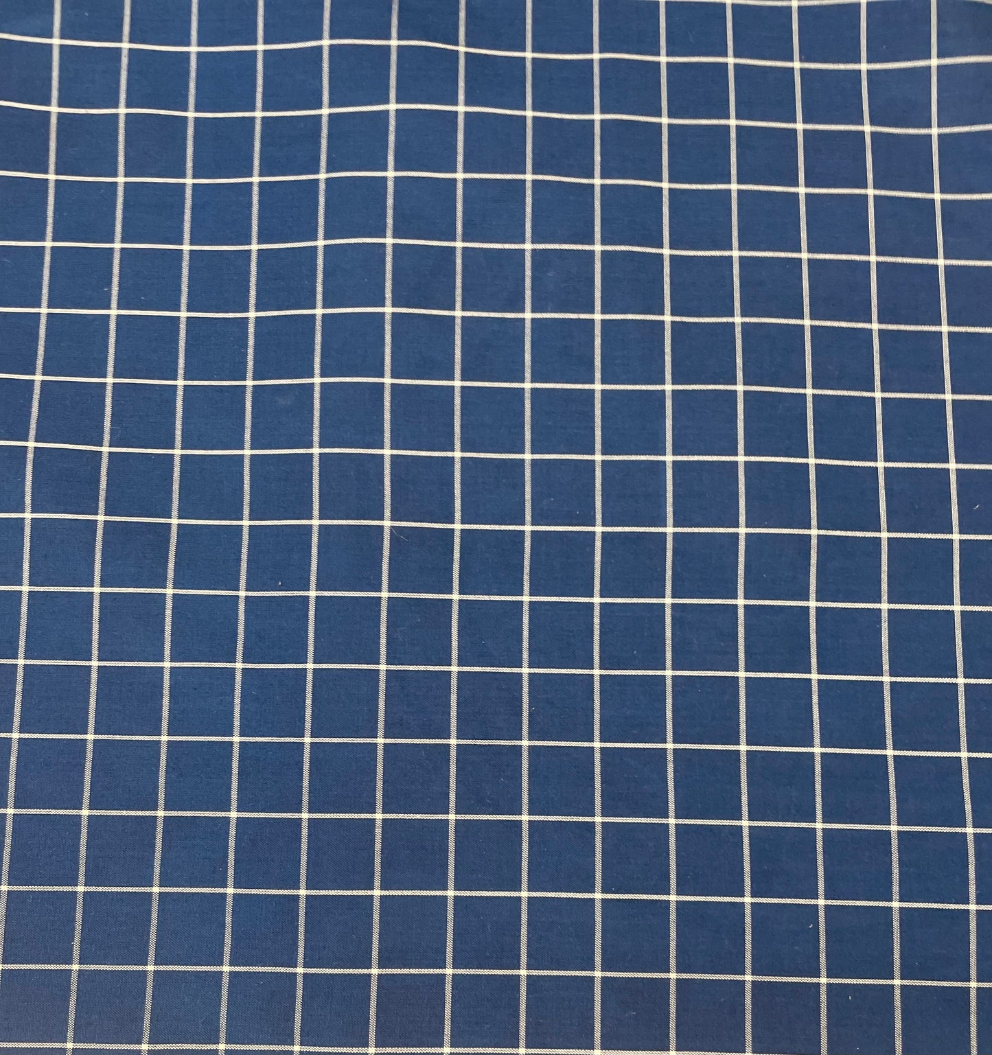 Silk Shirting - Thin White Stripe & Blue