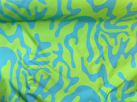 Printed Poly with Waterproof Coating - Green & Blue