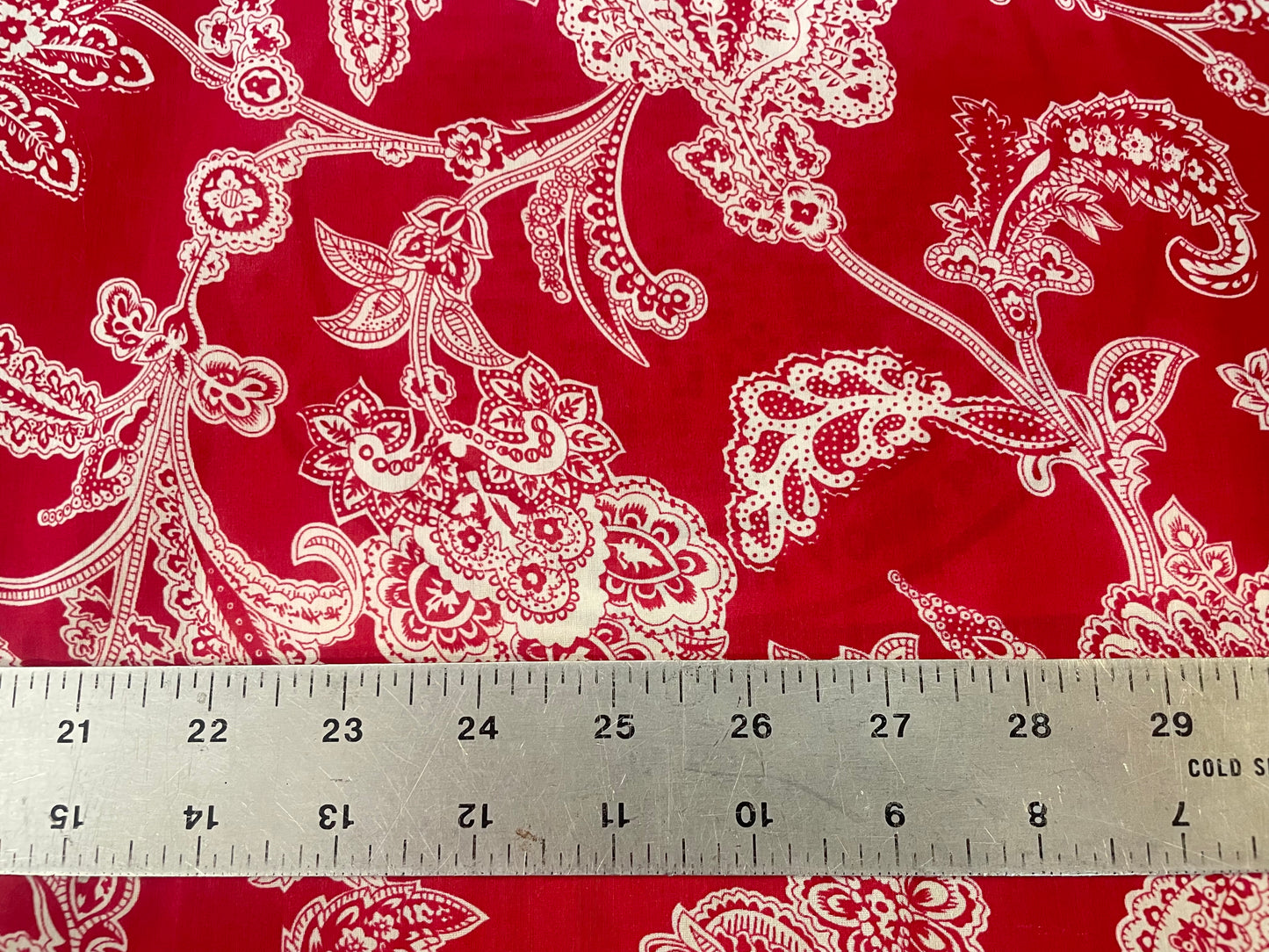 Printed Silk Crepe De Chine - Paisley - Red & White