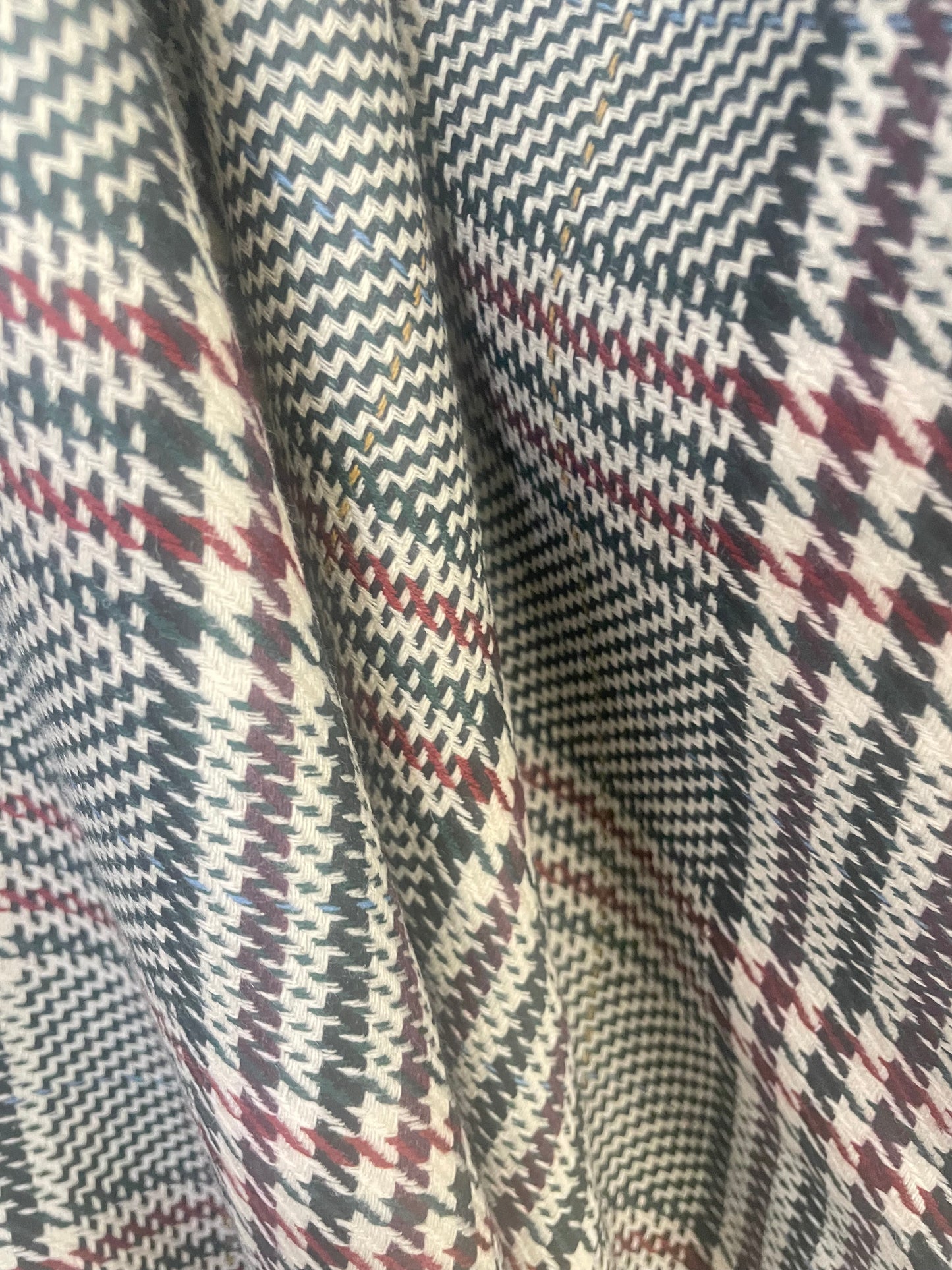 Plaid Wool Flannel Suiting - Red, Cream, Green & Black