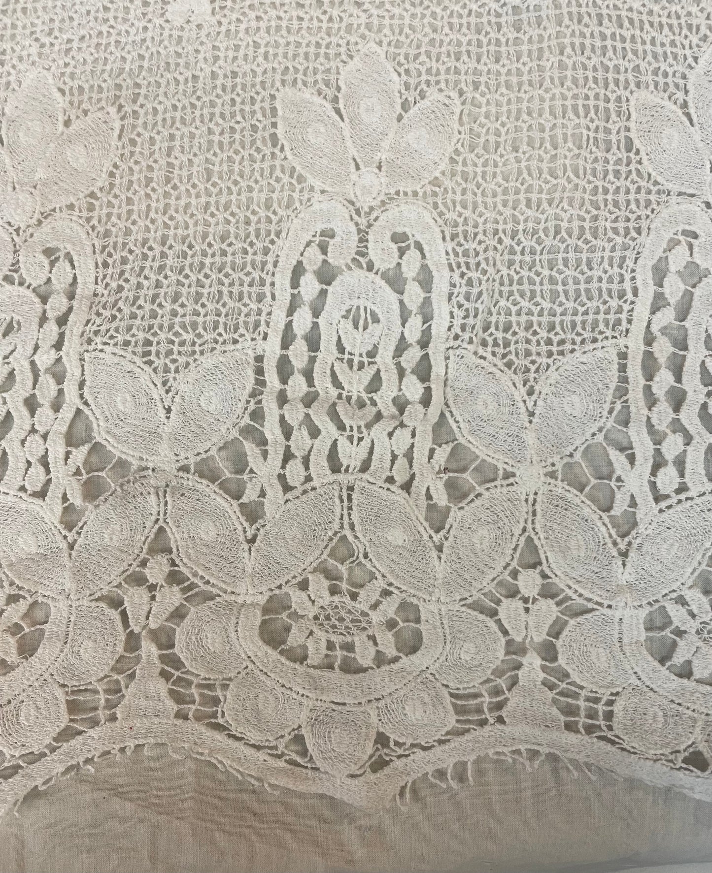 Modern Cotton Geometric Lace - Bright White