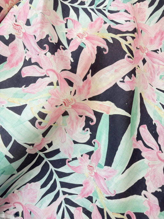 Printed Linen - Contrast Tropical Floral