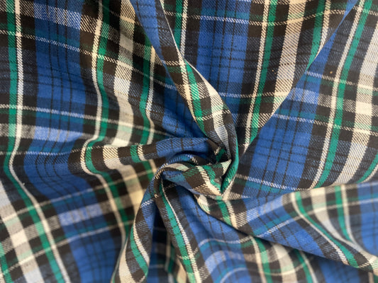 Flannel Cotton Plaid - Green & Blue