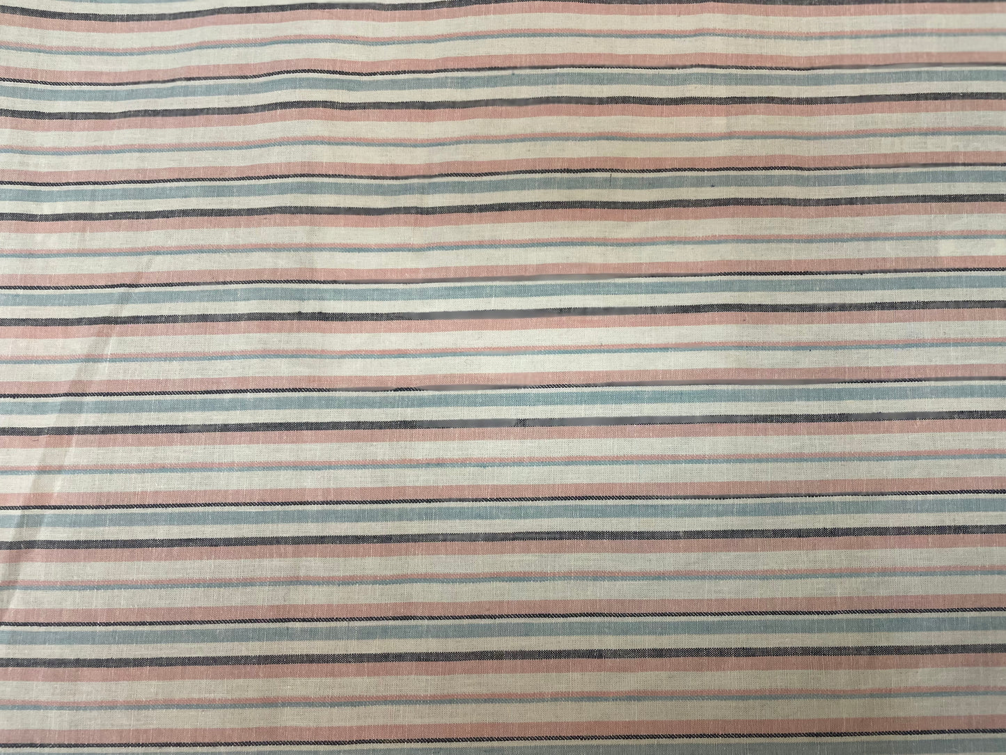 Stripe Linen & Cotton Blend - Sky Blue, Pink, White & Black