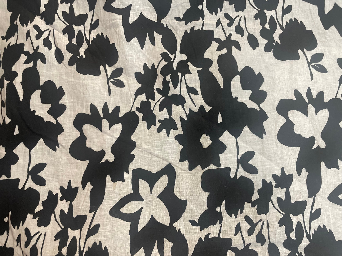 Modern Floral Printed Linen - Black & White