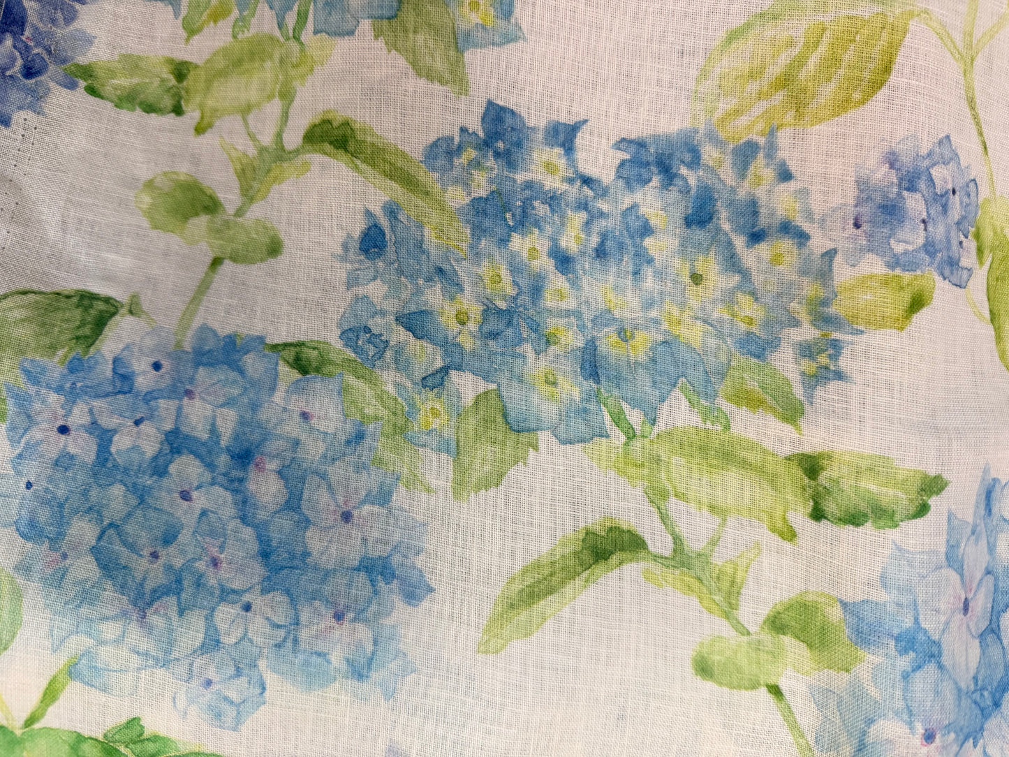 Linen Print - Blue Watercolor Peony