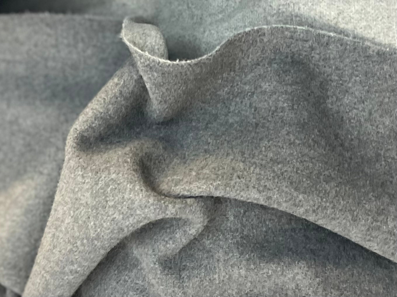 Italian Double Face Melton Wool - Heathered Medium & Light Gray