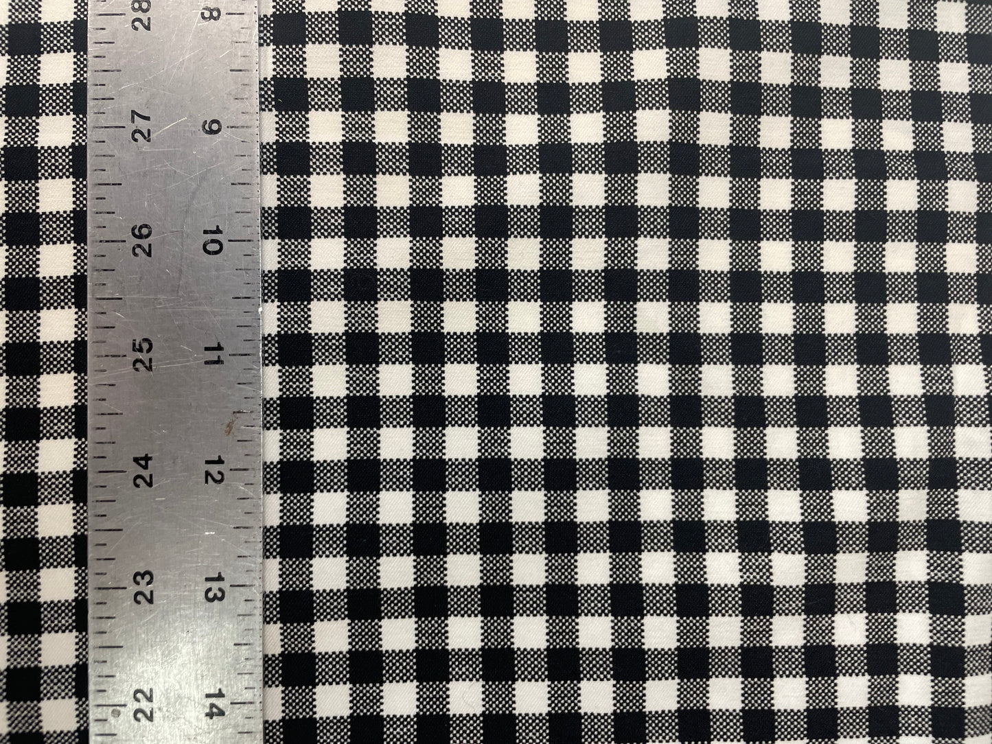 Stretch Twill Rayon Spandex - Gingham Plaid - Black & White