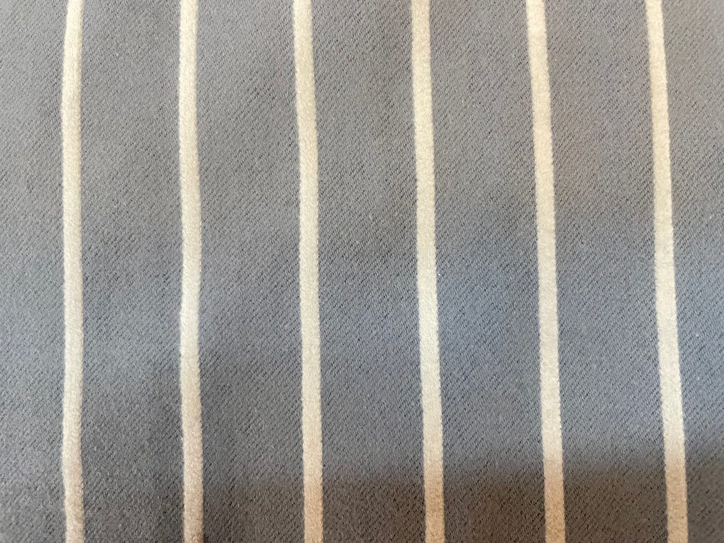 Italian Brushed Cotton Twill Stripe - Grey & Off-White