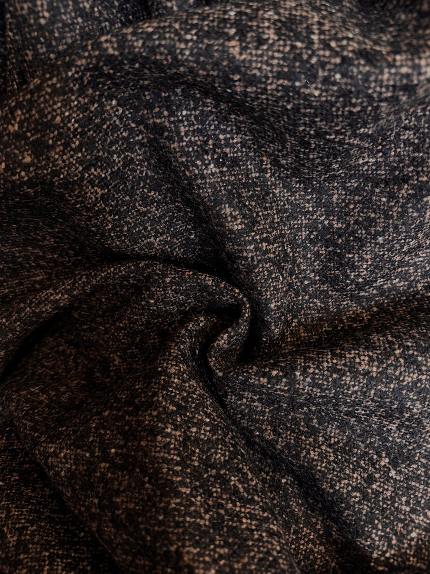 Heritage Label - Italian Designer Wool Boucle - Black & Tan