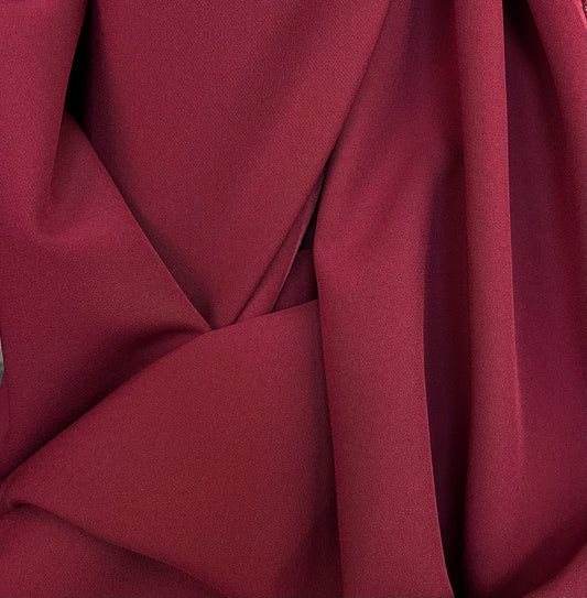 Stretch Poly Rayon Suiting - Oxblood Red